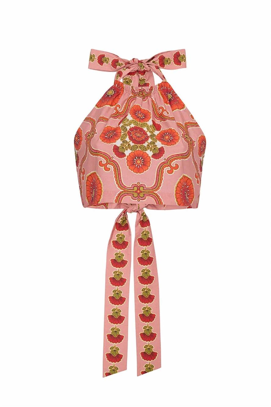 NEW CARA CARA women's dahlia top in mod floral brick